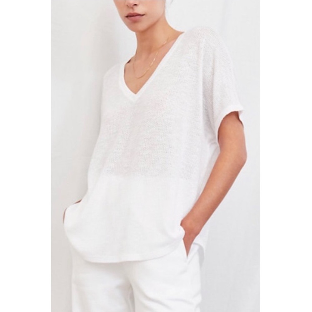 Aritzia The Group by Babaton Taurus T-Shirt Waffle Thermal Knit Ivory Top Small